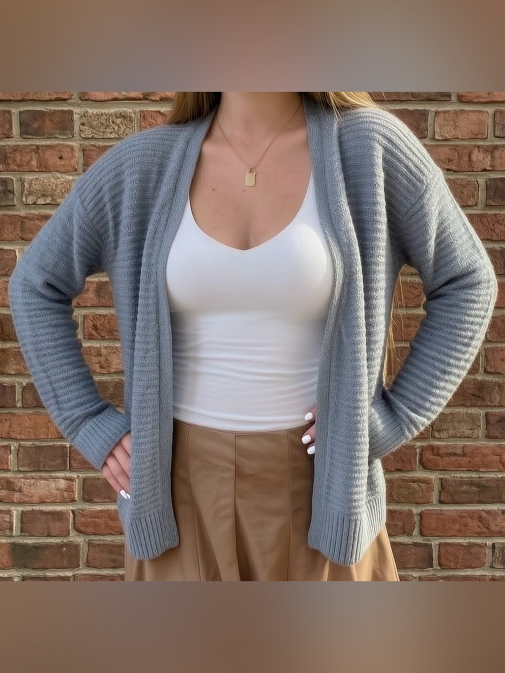 L.L. Bean Light Blue V-Neck Button Cardigan